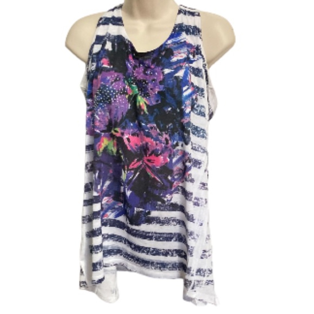 LANE BRYANT Nautical Floral Stripes Swing Tank Top Womens Large  14 16